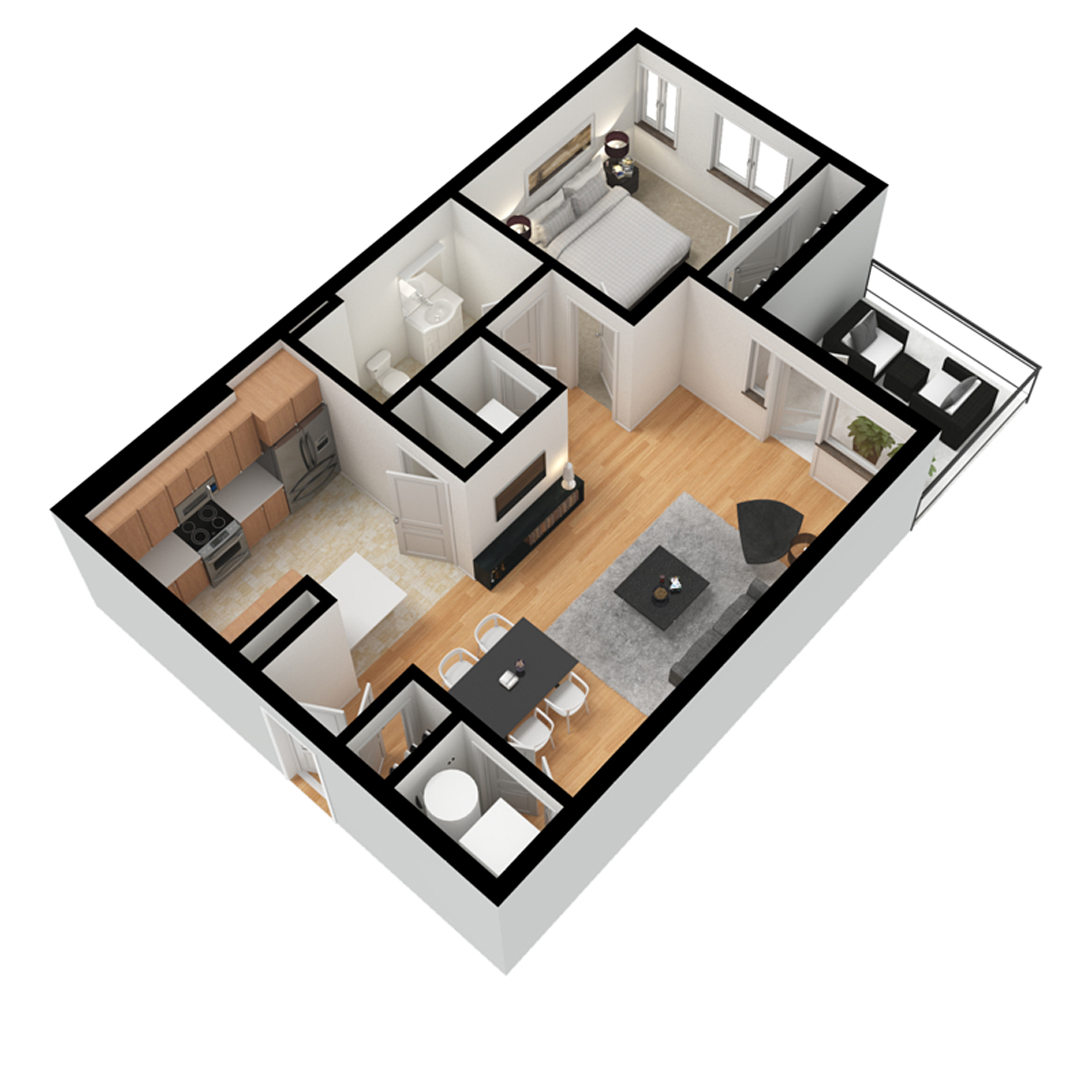 Lewis One Bedroom Floor Plan